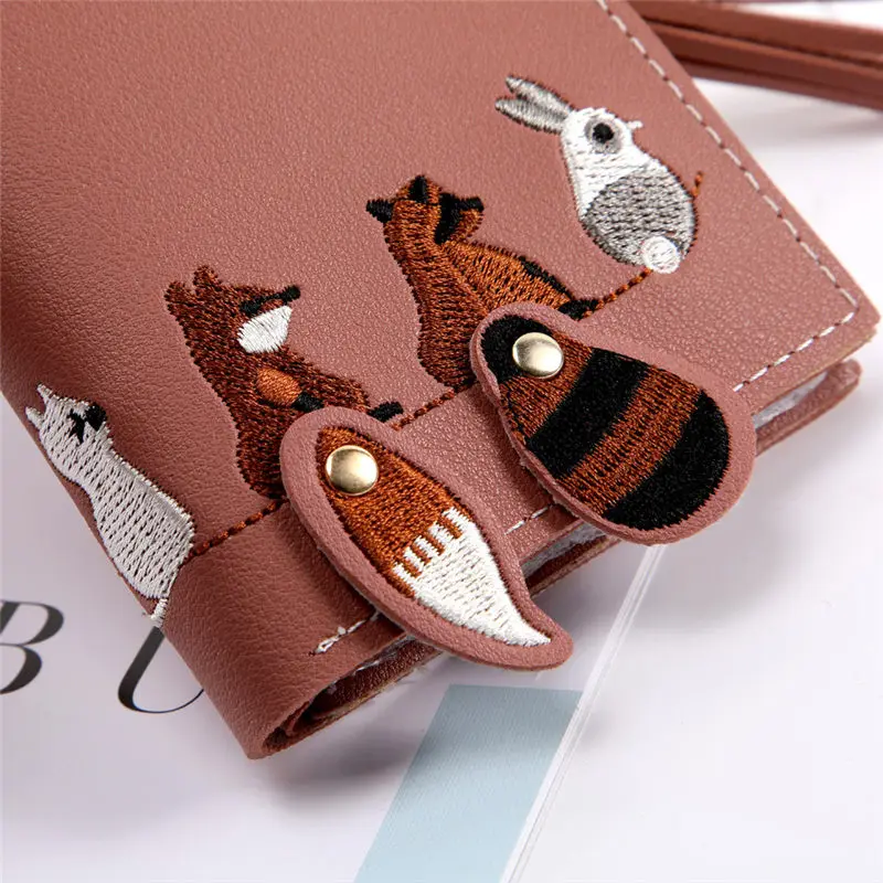 Women Fox Cat Short Wallet Tassel Coin Purse Card Holders Handbag women's wallet clutch portfel cuzdan billetera carteira 40MA1925
