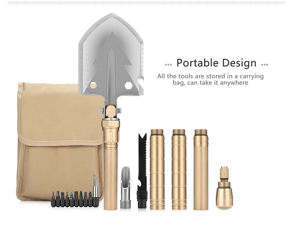 Outlife Military Folding Shovel with Carrying Bag Army Multi-tools for Camping