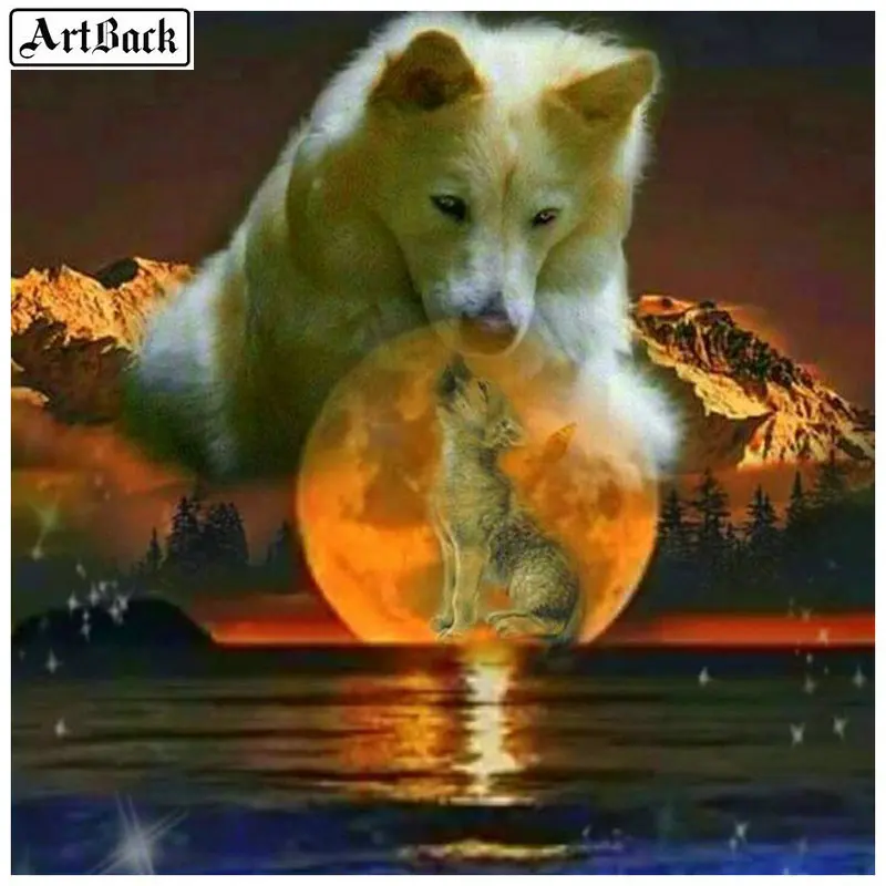 

Wolf 5d diy diamond painting animal full square drill diamond embroidery set 3d diamond mosaic decorative painting