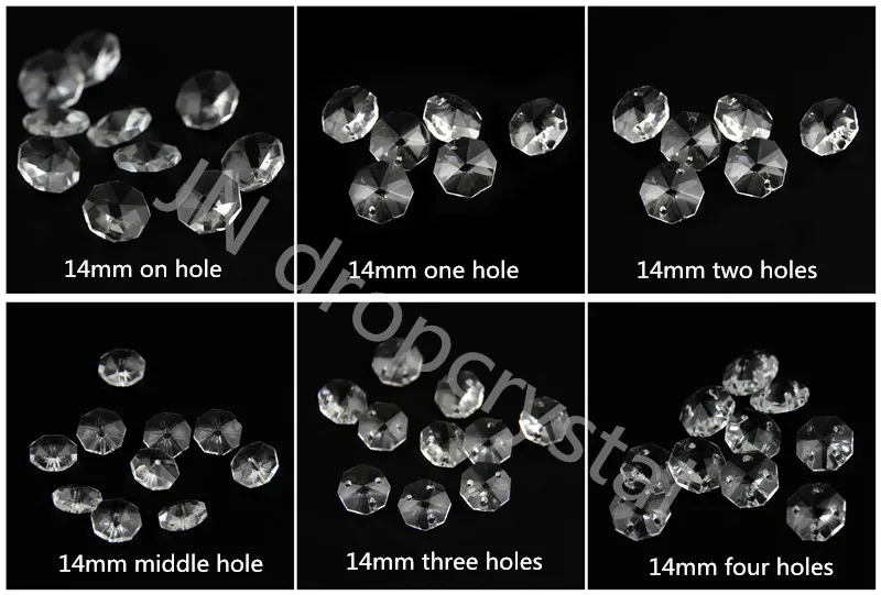 2000/лот 14 мм различные цвета Восьмиугольные кристаллы в 1 отверстие для украшение домашних штор Люстра Запчасти Аксессуары