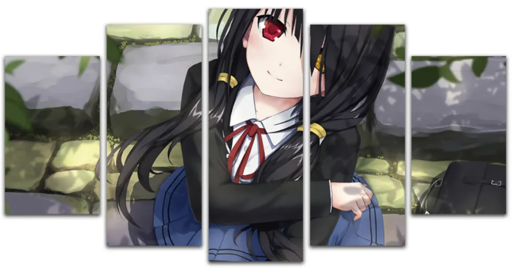

Art Abstract Indoor20x35cmx2,20x45cmx2,20x55cm Decor mt Anime A32 DATE A LIVE Tokisaki Kurumi canvas decoration 5 pieces