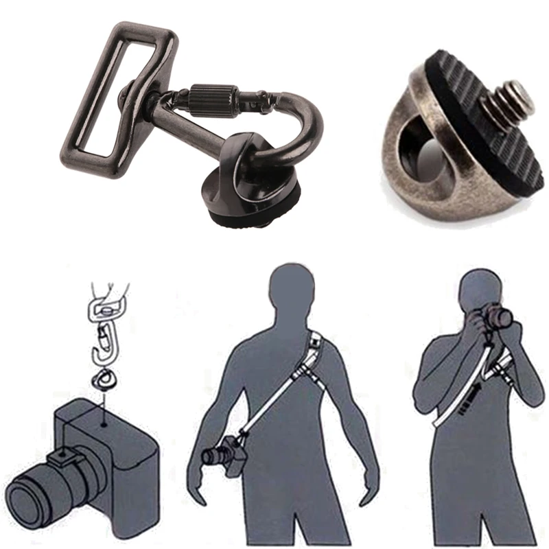 

NoEnName_Null SLR DSLR Camera Screw Connecting Adapter +1/4"Connecting Hook For Shoulder Sling Neck Strap Belt Camera Bag Case