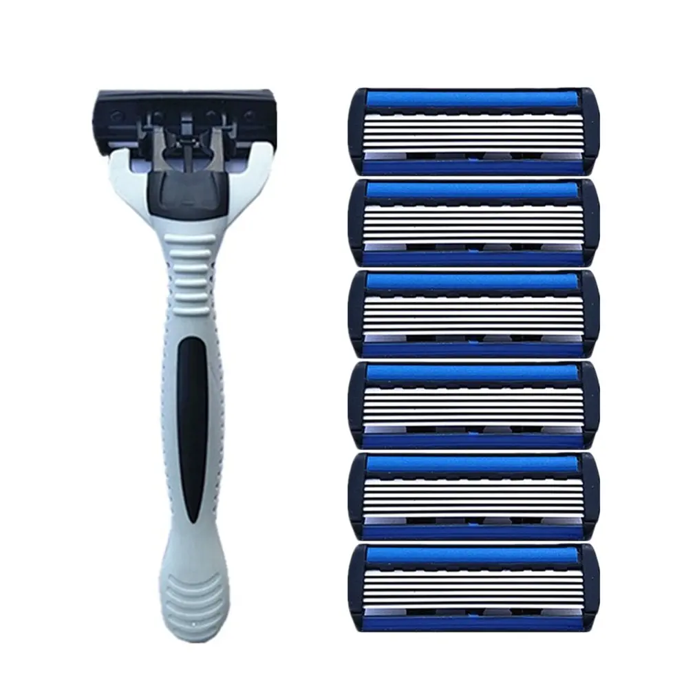 

1+4 Combo Set Men Safety Traditional Classic 6 Layers Shaving Hair Blade Razor Manual Stainless Steel Shaving Hair Blade