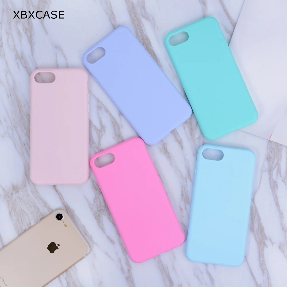 XBXCase Candy Color TPU Rubber Silicone Phone Case for iPhone 6 6S 7 8 Plus Matte Protective Case for iPhone XS X XSMax XR Cover
