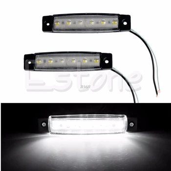 

Hot 2X 6 LED Bus Boat Truck Trailer Side Marker Tail Light Lamp 12V White Waterproof MAY20