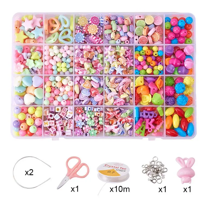 

550Pcs Colorful Acrylic Alphabet Beads Kit With Box for Children Jewelry Pendant Charm Making New