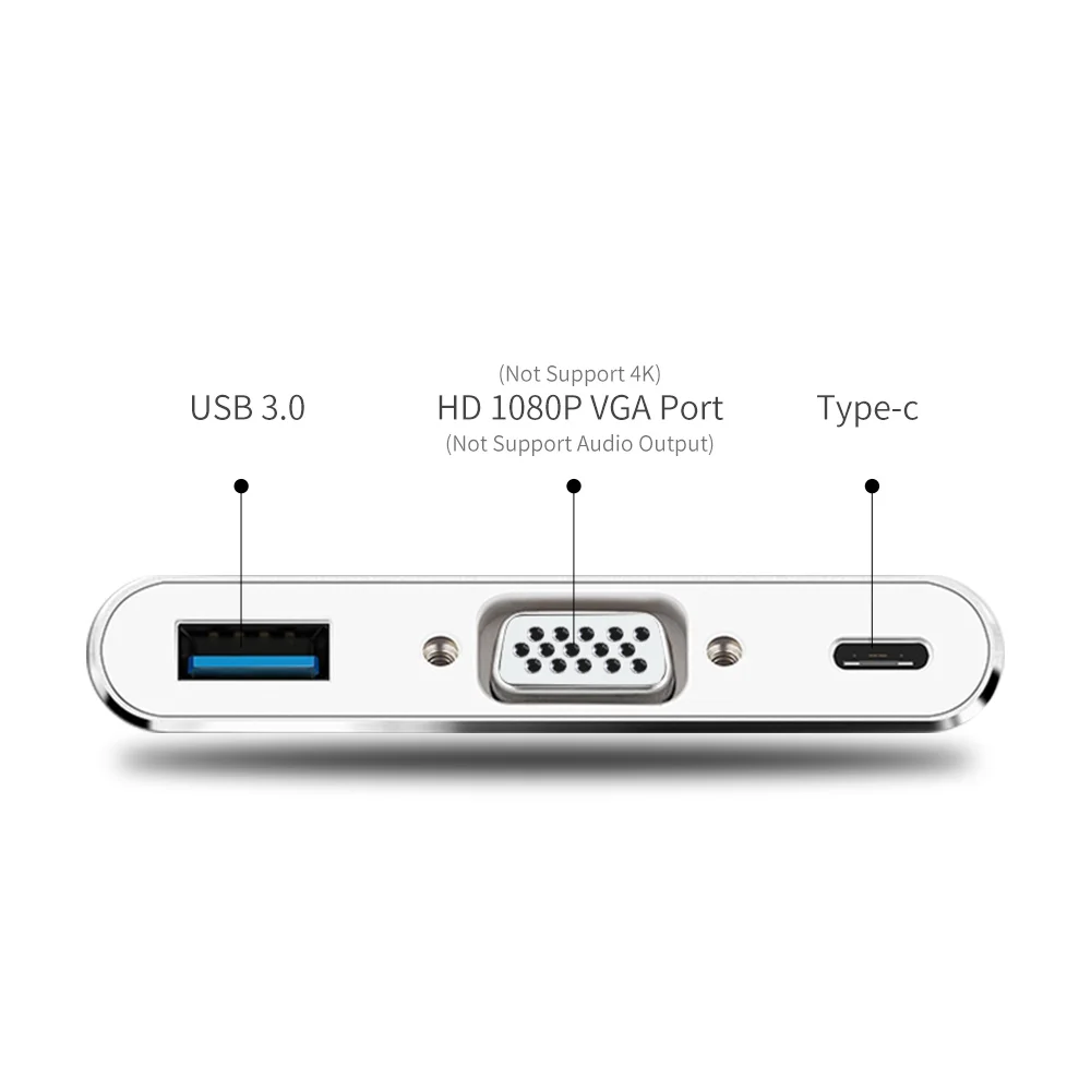 PCER USB C к VGA PD USB3.0 3 в 1 порт type c адаптер usb конвертер для macbook pro huawei matebook samsung S8/S9