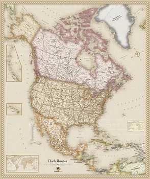 

Vintage Map of North America Wall Hanging Frameless Cotton Canvas Paintings/Map for Home/Office Decor