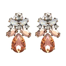 Qiaose новые весенние розовые стразы серьги стержня для Для женщин макси заявление Коллекция украшения серьги