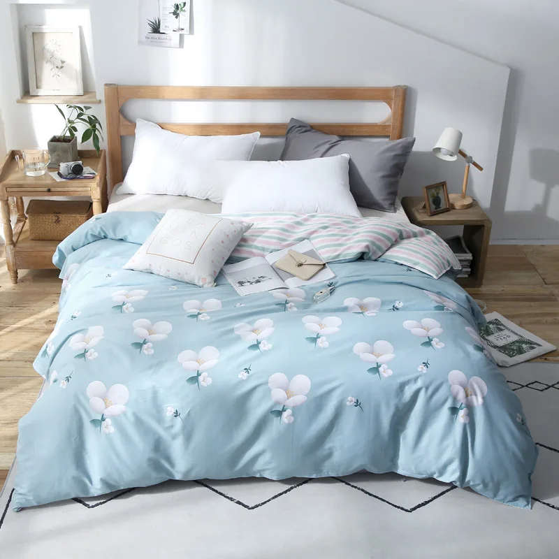 

Blue Print Pattern 3Pcs Luxury Twin FUll Queen King Size Soft Duvet Cover Fiber Reactive Prints Quilt Cover Only Bedding Set