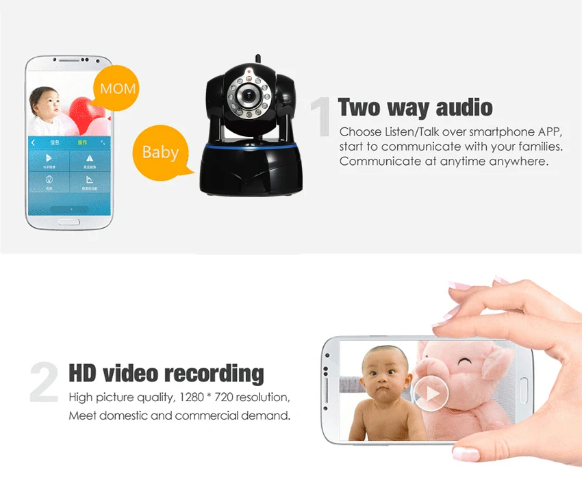 2MP 1080P IP Camera Audio Video Recording
