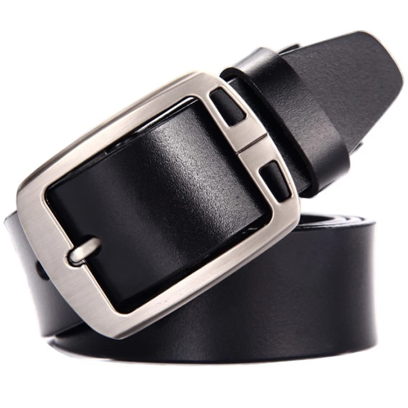 

Black Mens Belts Two-layer Leather Pin Buckle Belt men Large Size 150 Cm 155 Cm