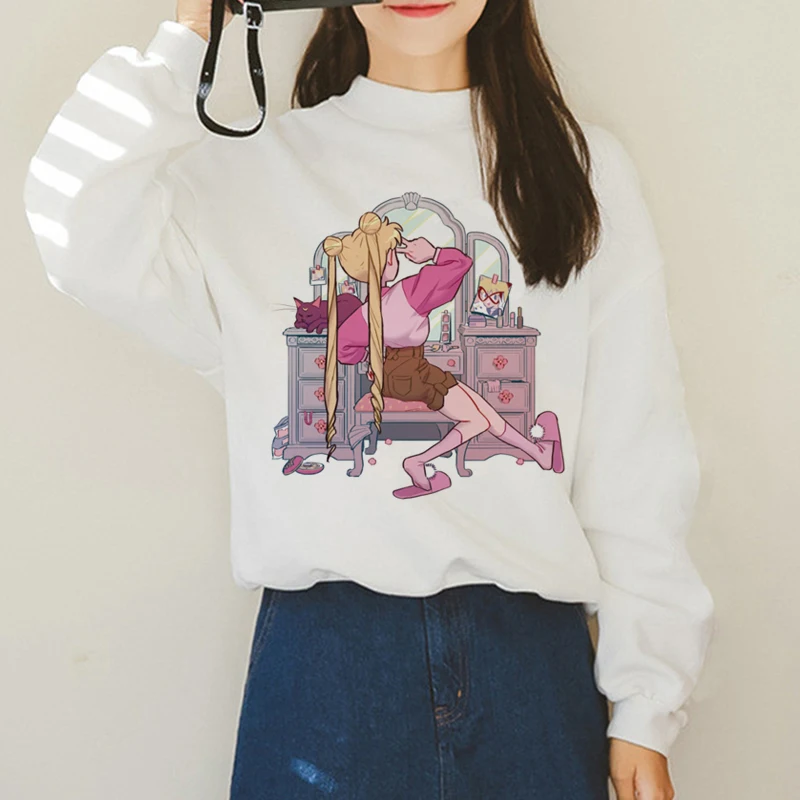

Sailor Moon Kawaii Harajuku Hoodies for Women Autumn Winter Warm Usagi Cartoon 90s Sweatshirts Ullzang Korean Style Hoody Female
