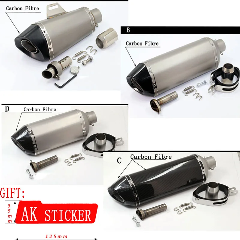 

Universal 51mm Motorcycle Muffler Carbon Fibre Moto Exhaust pipe TTR YZFR1 R6 YZF600 FZ400 CF150 CF250 GSXR750 GSXR600