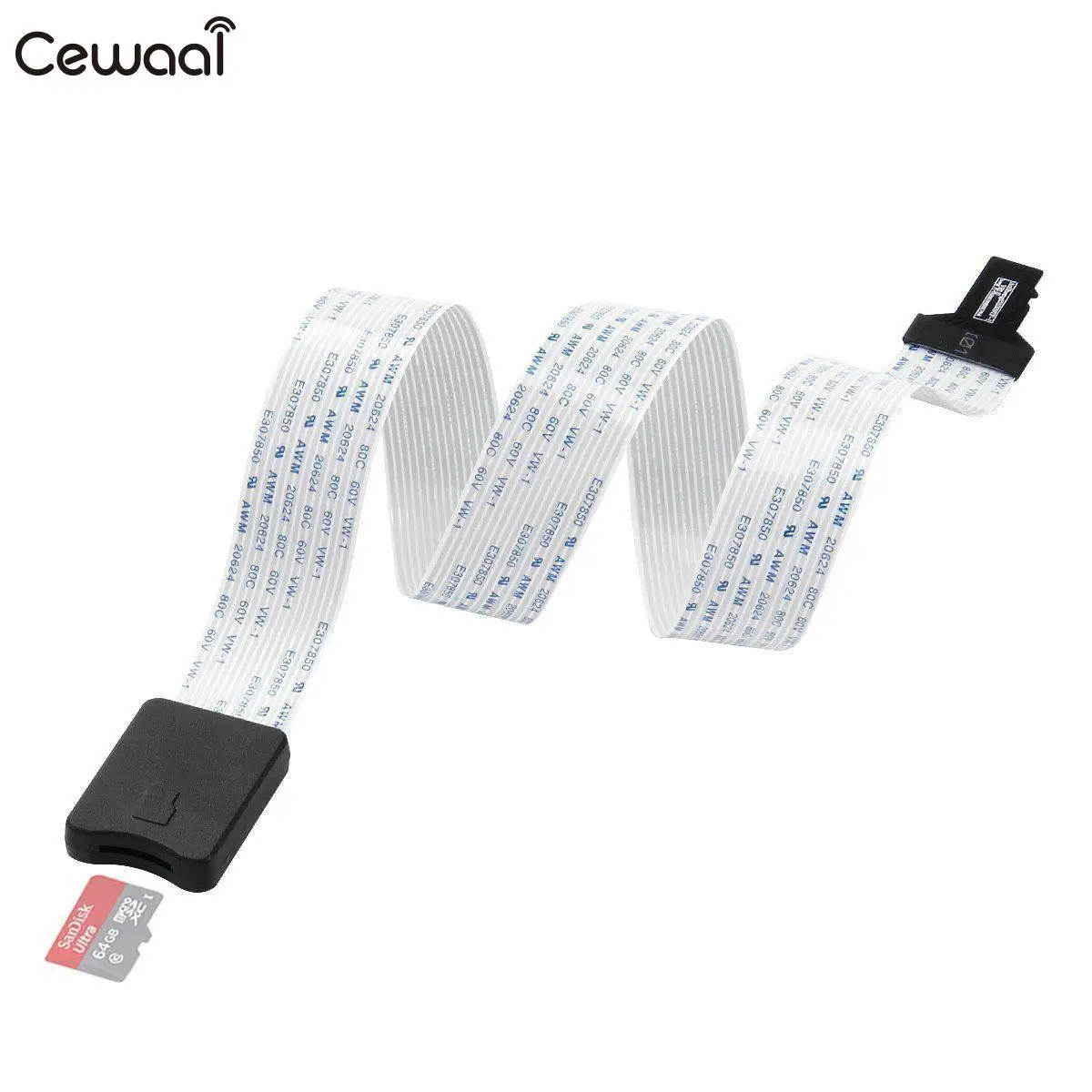 48CM TF Transfer SD Flex Extension Cable Memory Card Extender Cord for GPS DVD DVR 3
