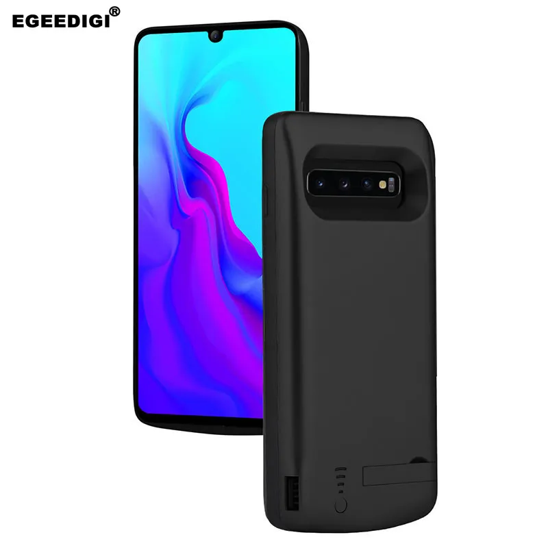 

Egeedigi Battery Charger Case For Samsung Galaxy S10e S10 Plus 6000mAh Battery Case External Power Bank Case With Stand Holder