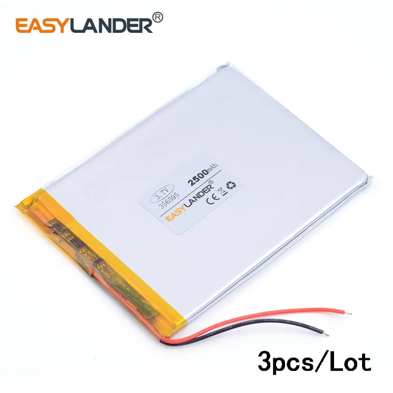 3pcs/lot 356595 3.7v 2500mah Lithium Tablet Polymer Battery For Tablet