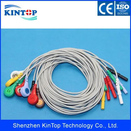 

Compatibe New Holter Cable DIN 10-lead ECG leadwires electrode Snap/ AHA with CE approved