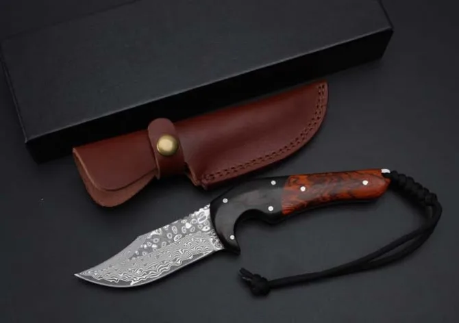

Newest Damascus Hunting Fixed Blade Knives Wood Handle Tactical Knife Outdoor Survival Straight Knives EDC Collect Knives