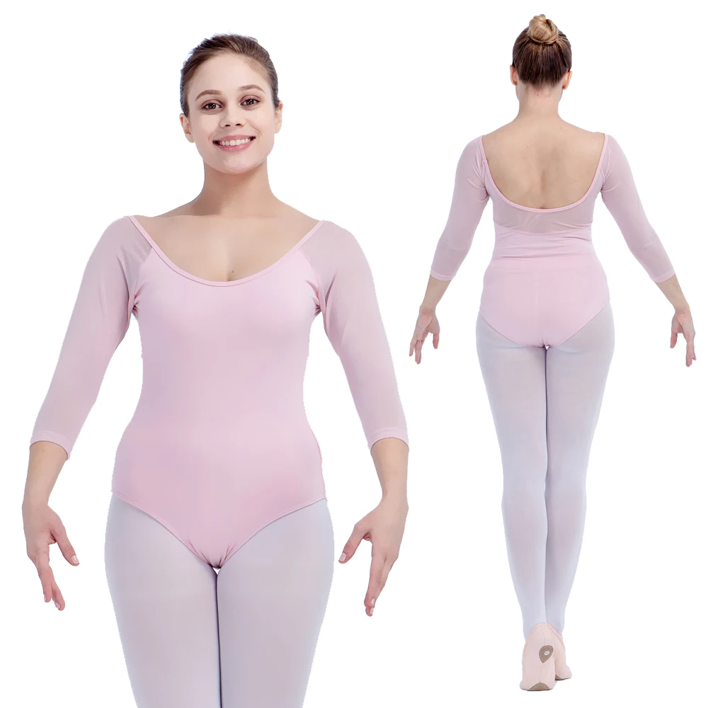 

Retail Black and More Colors Cotton/Lycra Mesh 3/4 Sleeve Ballet Dancing Leotard for Ladies and Girls