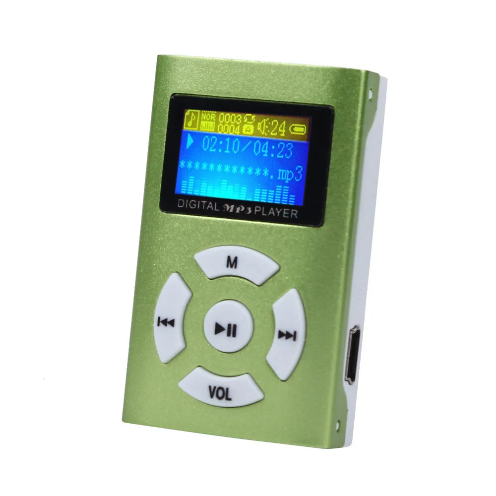 AIKEGLOBAL Hifi USB мини MP3 музыкальный плеер с поддержкой ЖК-экрана 32 ГБ Micro SD TF карта, спортивная мода, стиль, Rechargeab - Цвет: Green