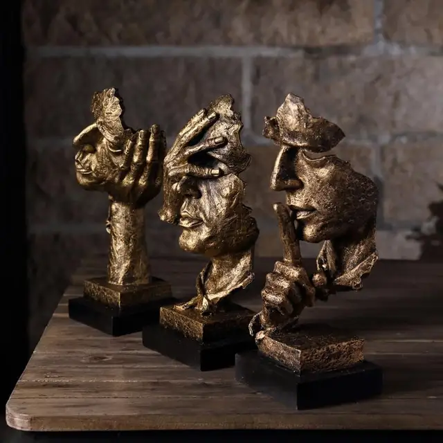Gift Resin Abstract Craft Figurines Decorative Sculptures Human Gift Resin Abstract Craft Figurines Decorative Sculptures Human Model Face With Hand Home Decor Casted Figure