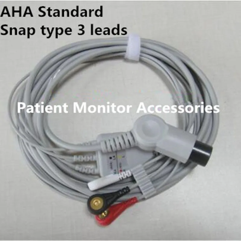 Цельный ECG 3 Leadwire, ECG нормальный 6 Pin локоть оснастки типа ECG кабели для монитора Mindray PM7000/8000 AHA TPU 3,6 M