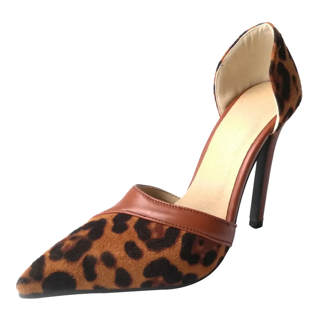 Женские леопардовые элегантные туфли на высоком тонком каблуке с открытым носком; офисные женские туфли-лодочки с острым носком на высокой шпильке; sapato feminino