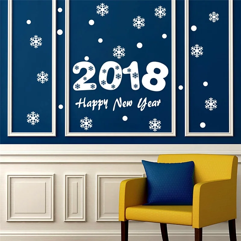 2018 Happy New Year Wall Stickers Home Decor Living Room Store Window