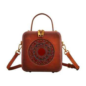

Vintage Luxury Women Genuine Leather Handbags Ladies Retro Elegant Shoulder Messenger Bag Cow Leather Handmade Womans Bags