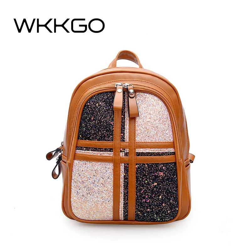 

WKKGO Women Fashion Sequin Patchwork Rucksack High Quality Student School Backpacks Famous Designer Shoulder Bag Ladies Backpack