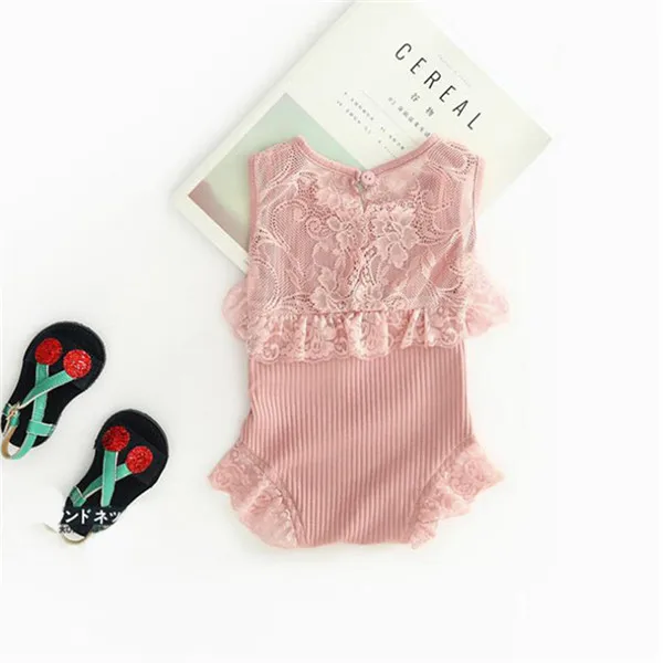 pink lace bodysuit Детские Боди для девочек, милая одежда для малышей хлопковая летняя одежда без рукавов для новорожденных девочек от 0 до 24 месяцев, детские комбинезоны, детские комбинезоны - Цвет: pink lace bodysuit