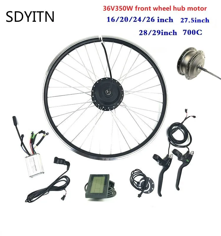 

SDYITN 36V350W Electric Bicycle Conversion Kit with LCD3 Display E-bike Front Wheel Hub Motor with Spoke and Rim