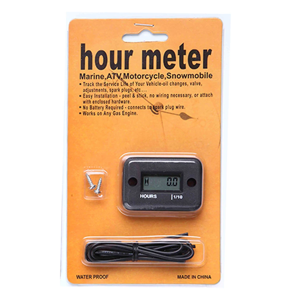 

BLACK Hour Meter Marine ATV Motorcycle Ski Mower Boat Bike Engine LCD Screen