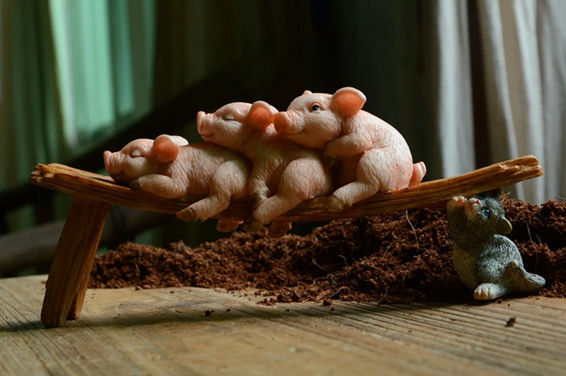 Повседневная коллекция статуэтки свиньи миниатюрные сказочные украшения для сада аксессуары для украшения дома изделия из смолы