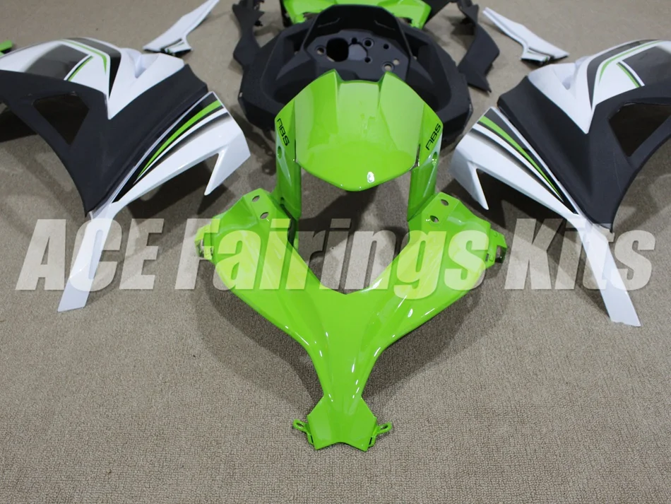 Для велосипеда из АБС-пластика обтекатель комплект для Kawasaki Ninja300 EX300 300R 2013 13 14 15 16 17 обтекатели Комплект Инъекций зеленый белый