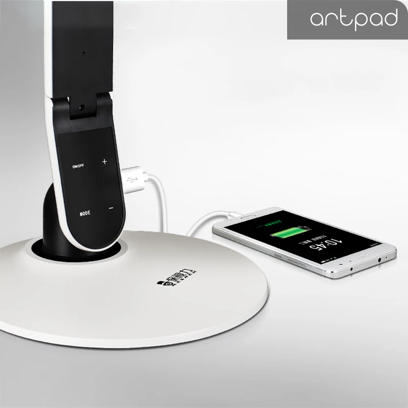 Artpad High Bright Desk Table Lamp Phone Charge 3 level Diammable LCD Time Calendar Temperature Rea