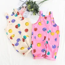 Новые летние комбинезоны для малышей штаны на подтяжках для маленьких девочек Комбинезон для маленьких мальчиков с принтом милый комбинезон для малышей штаны для детей