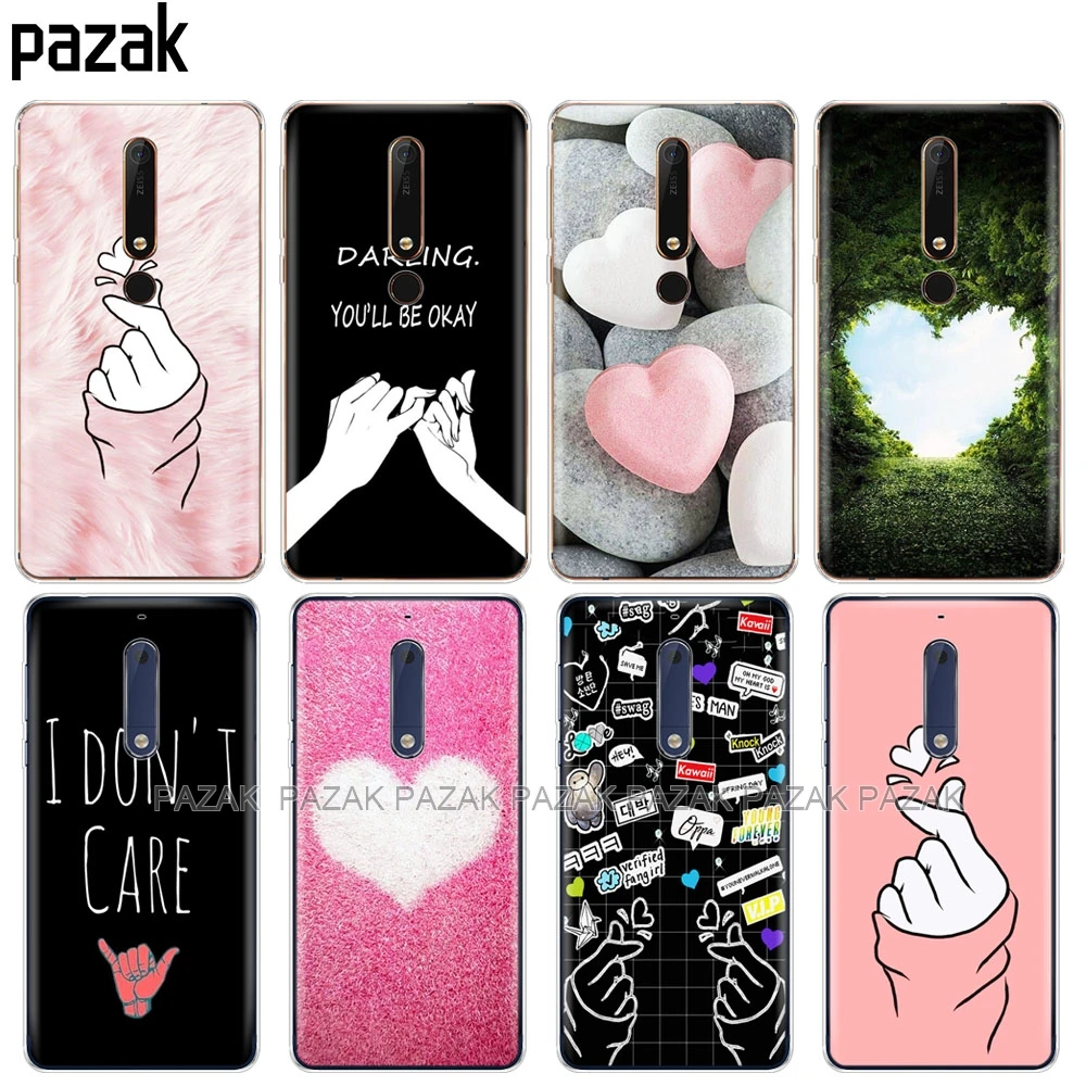 

Silicon case for Nokia 2 5 3 6 7 8 9 2017 nokia 6 2018 6.1 3.1 2.1 5.1 PLUS x5 x6 soft phone back cover love on the finger heart