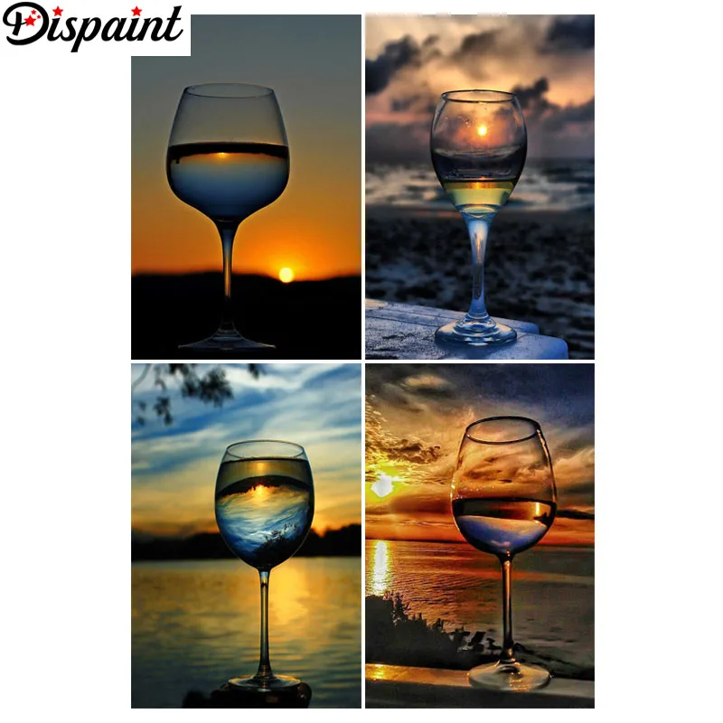 

Dispaint Full Square/Round Drill 5D DIY Diamond Painting "Sunset cup landscape" 3D Embroidery Cross Stitch 5D Home Decor Gift