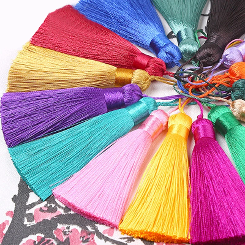 2pcs/lot 8cm Silk Craft Tassels Fringe Sewing Bang Tassel Trim Key