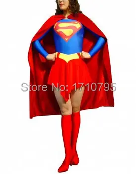 

Supergirl Dress Halloween Cosplay Party Red & Blue Lycra Spandex Superwoman Costume superman Superhero Costumes free shipping