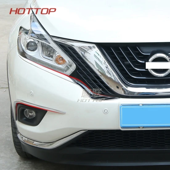 

For Nissan Murano 2016 2017 Chrome Front Head / Fog Light Lamp Cover Trim Headlight Eyebrow Eyelid Bumper
