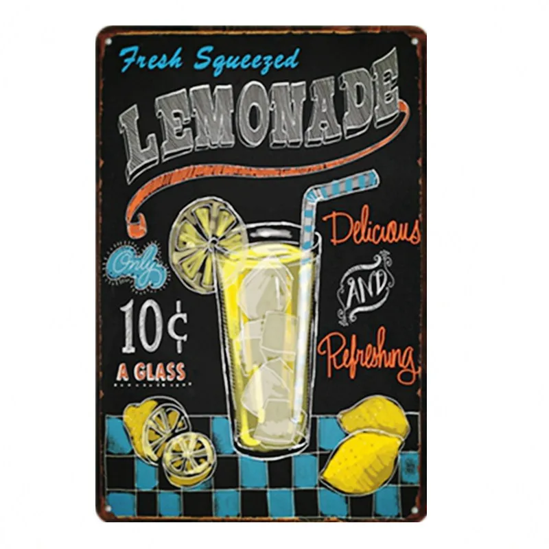 Напиток хорошее пиво металлический постер Mojito Маргарита Lemonade мартини Мимоза