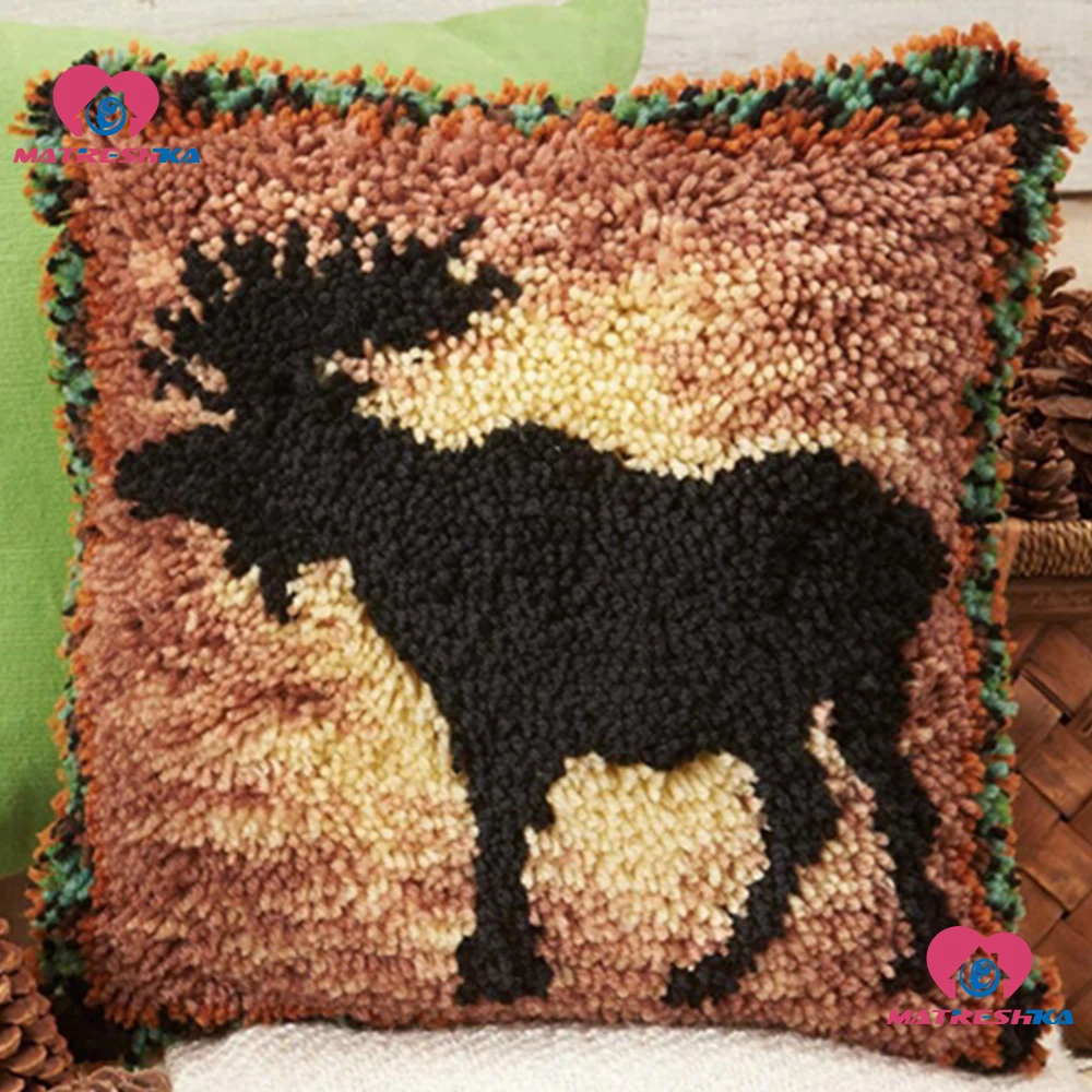 Latch Hook kits cushion Animal Pillowcase Diy Handmade Printed set Cushion Rug Kits Needlework Unfinished Home decor | Дом и сад