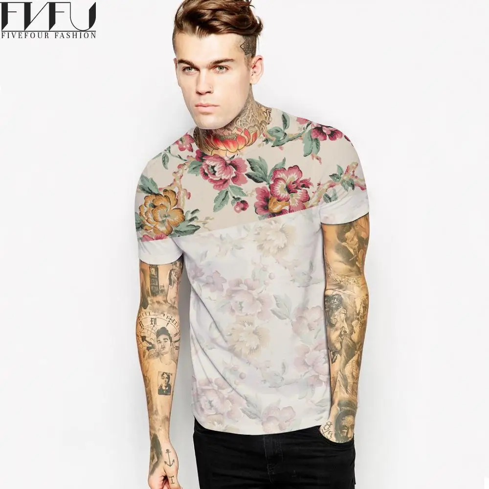 2017 Summer Style T shirt Men Casual Flowers 3D Print Tees ...