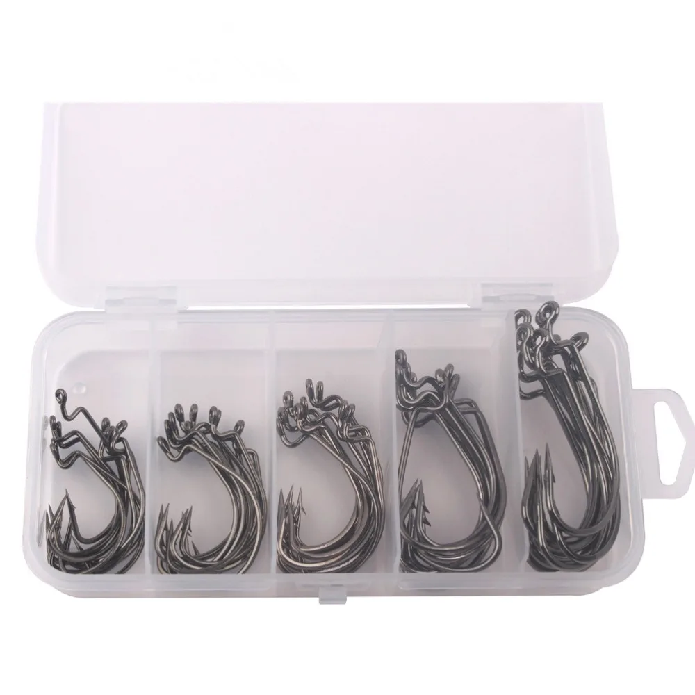

50pcs Fishing Barbed High Carbon Steel Hook Wide Belly Hook Box Carp Fishhook Fishing Lure Crankhook Anchor Hook 2# 3# 4# 6# 7#