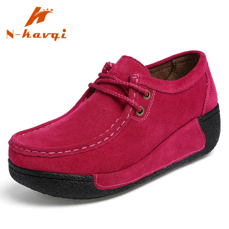 

NKAVQI 2019 Spring Suede Women Casual Shoes Ladies Flats Moccasins Footwear Female Fashion Shoes Round Toe Comfortable Loafers