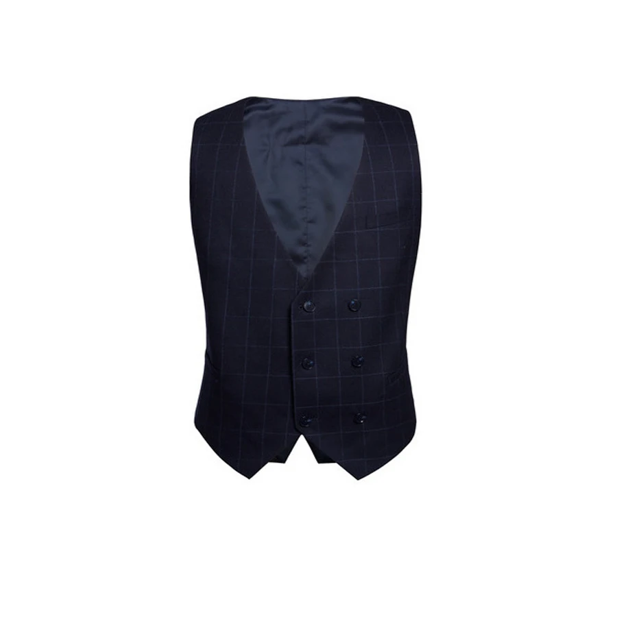Black Chalecos Para Hombre Men Vest Gilet Uomo Poyester Plaid Double Breasted Mens Vest Suit Waistcoat Men 2018 Hot Sale
