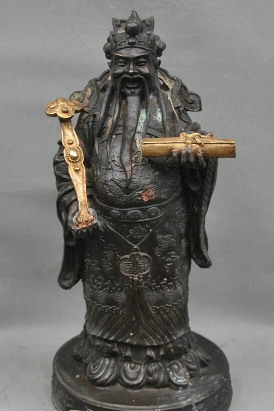 

bi003734 16' China Buddhism Bronze Copper God of Wealth Wishful Buddha Sculpture Statue
